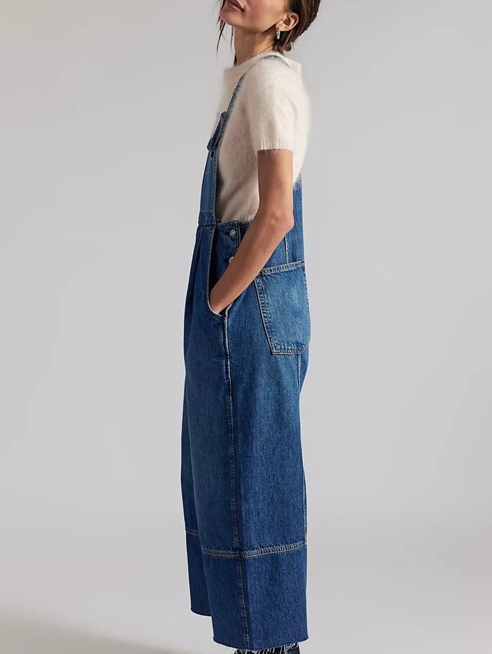 We The Free Denim Overalls in Deep Blue - Picture 4 of 9